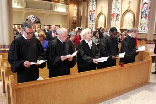 County, state and federal judges were joined by lawyers and law professors for the annual Red Mass Sept. 10 at the Cathedral of St. Andrew in Little Rock with Bishop Anthony B. Taylor and Archbishop J. Peter Sartain of Seattle.