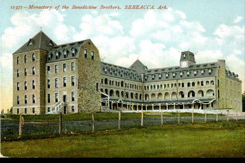 Most cards were printed far from where the subject matter was located, which is probably why this card -- manufactured by New York's Souvenir Post Card Co. -- features an image of "Sebbeaca"(Subiaco) circa 1909. Image courtesy of The Hanley Collection