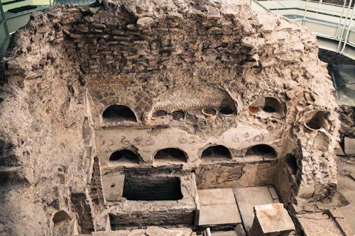 Unlike Pompeii which was frozen in time, the necropolis continued to be used even after buried by mudslides, giving archeologists a rare multi-level view. CNS/Vatican Museums photo