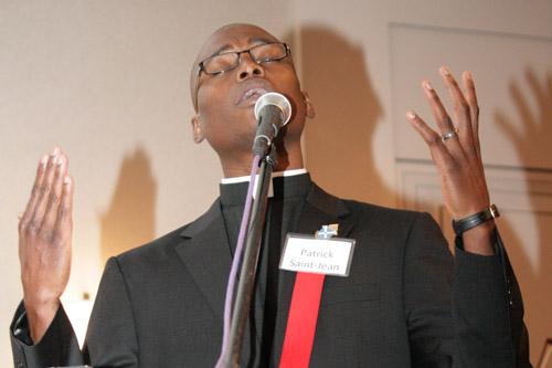 Haiti-born seminarian Patrick Saint-Jean delivers a soulful French number. Other international seminarians hail from Mexico and Colombia. Malea Hargett photo