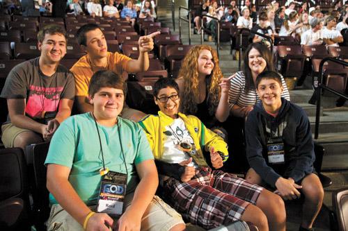 Teens from 14 Arkansas parishes participated in the Steubenville Mid-America conference July 11-13 and July 18-20. Youth from St. Mary Church in Paragould included Ben Kueter (back row, left), Drew Keith, Ally Sims and chaperone Traci Goodson;  Reed Register (front row, left), Emmanuel Puello and Grant Register.
Rebecca Lane photo