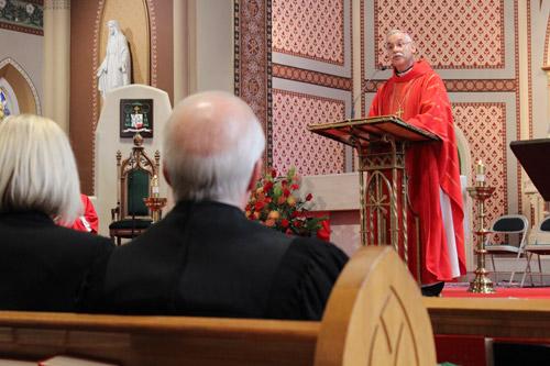 Bishop Anthony B. Taylor delivers his homily at the Red Mass at Cathedral of St. Andrew in Little Rock. Dwain Hebda photo