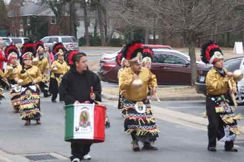 The Matachines dancers from St. Edward Church in Little Rock led a procession at St. John Center Dec. 12 in Little Rock to honor Our Lady of Guadalupe. (Photo by Aprille Hanson)
