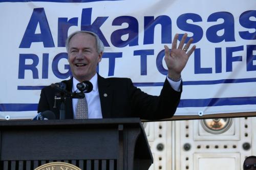 New Arkansas Governor Asa Hutchinson was the keynote speaker at the March for Life Jan. 18. (Malea Hargett)