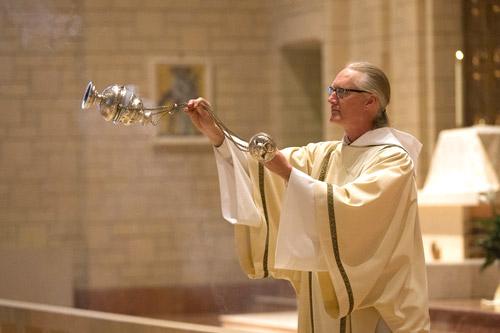 Incense was used throughout the Mass at Subiaco Abbey, part of the abbatial blessing. (Karen Schwartz)