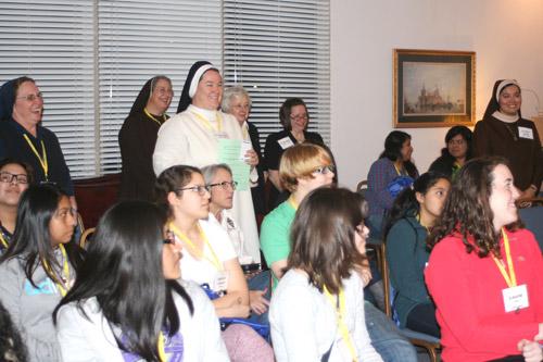 Sister Joan Pytlik, DC, diocesan minister for religious, introduced all the sisters present on Friday. Sister Joan said it was the largest retreat since it began about four years ago, with 33 women. (Aprille Hanson photo)