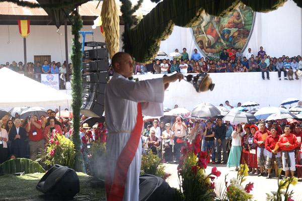 Seminarian Deacon Martin Siebold incenses the congregation during Mass at Santiago Atitlan July 28.