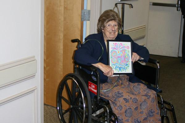 Visitors to Sister Margaret’s office at St. Vincent were greeted with a “smile” picture she colored. (Aprille Hanson photo)