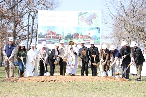 Blessed Sacrament Church celebrates the groundbreaking of its new church March 19. The first Mass is expected to be held between June and September 2018. (Sarah Morris photo)