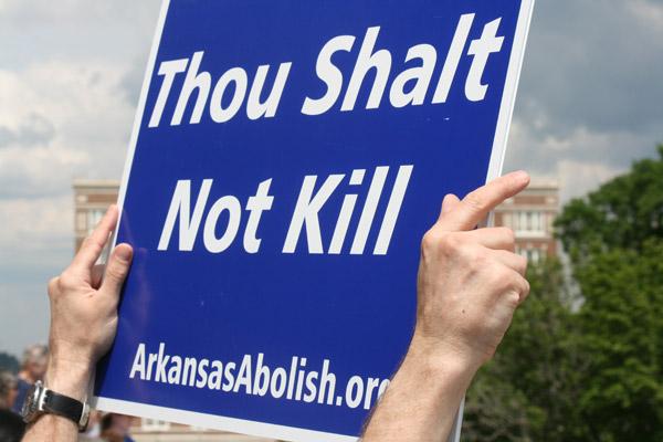 Many people attending the Good Friday rally on the front steps of the state capitol were against the death penalty because of their Judeo-Christian beliefs. (Malea Hargett photo) 