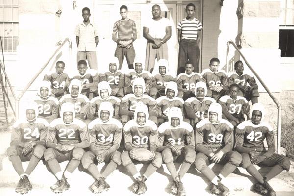 The Bluejackets football team from St. Peter School in Pine Bluff is pictured in a 1947 photo. (Diocese of Little Rock archives)
