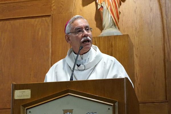 Bishop Taylor shares his homily with congregants at Our Lady of Fatima Church in Benton, emphasizing the Blessed Mother's calls for conversion of heart, repentance and prayer. (Aprille Hanson)