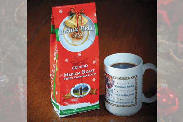 Jingle Bell Java, a Christmas favorite in the Mystic Monk Coffee line from cloistered Carmelites in Wyoming, is available in ground, whole, decaf and Monk-Shot cups.