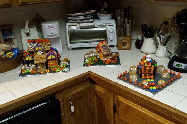 In October, the Lefflers also made Halloween cookie houses, including haunted houses stuffed with candy. 