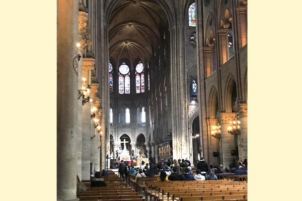 Five days before the massive fire at Notre Dame Cathedral in Paris, Arkansas pilgrims toured the inside of the church. (Malea Hargett photo)