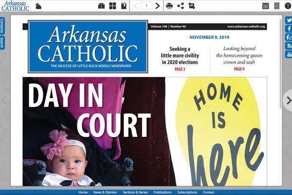 Thanks to donations from the Catholic Arkansas Sharing Appeal, it was announced at the end of 2019 that the digital version of Arkansas Catholic, a page-for-page replica of the weekly print newspaper, is now free to everyone for the first time. (Arkansas Catholic screen capture)