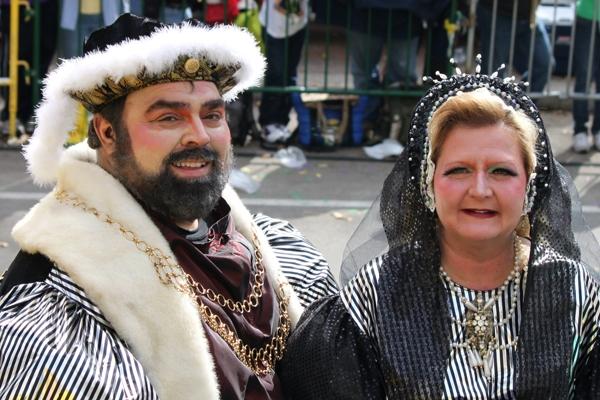 Costuming, often time elaborately, is an important Carnival tradition. This couple dressed as Henry VIII and one of his wives for Mardi Gras 2012. (Chris Price photo)