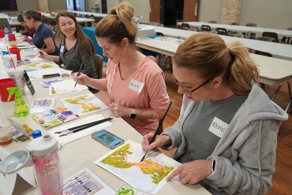Fifteen women took part in the “Paint, Paper & Prayer: Awaken Your Inner Artist” workshop at St. Joseph Church in Conway, which one described as "a good girls day to relax, for prayer, fellowship and art.”