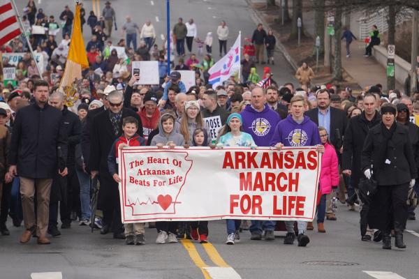 The 45th Annual March for Life, sponsored by Arkansas Right to Life, started at Capitol Avenue and State Street and ended with a rally in front of the Capitol. (Malea Hargett photo) 