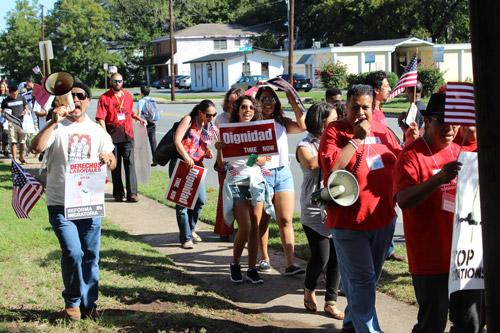 An estimated crowd of 600 marchers descended on the Arkansas state capitol in support of immigration reform. Dwain Hebda photo