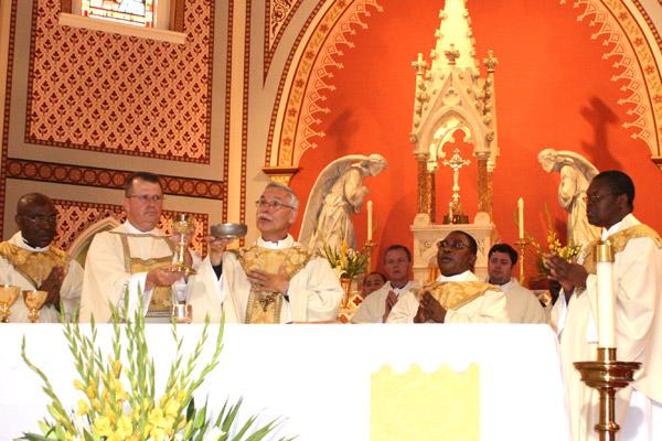 Bishop Anthony B. Taylor concelebrated Mass with the three 25-year jubilarians. The 50-year jubilarians were not present. 