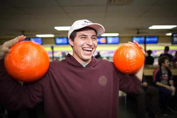 Blake Marshall shows off his strength while on a group outing with fellow parishioners. (Travis McAfee photo)