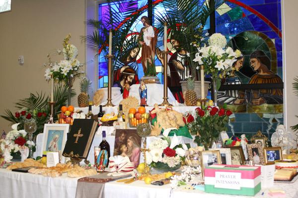 This is the first time St. Mary Church has constructed a St. Joseph altar. It’s an Italian tradition and all food collected is donated to local charities. (Aprille Hanson photo)