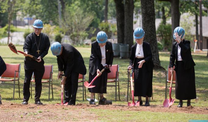 Each dignitary had a personalized hard hat for the groundbreaking ceremony. 