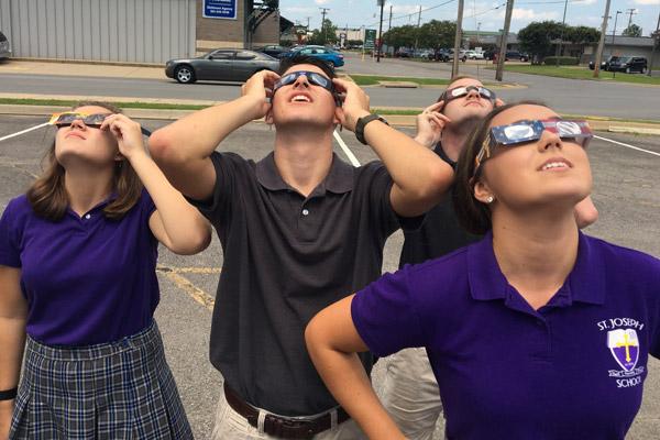 St. Joseph students viewed the eclipse during their school day. While Arkansas was not in the path of totality, students were treated to a partial solar eclipse. 