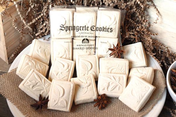 The Sisters of St. Benedict in Indiana make and sell Springerle Cookies, a German tradition. The cookie has a licorice flavor, with a crunchy outside and soft inside.