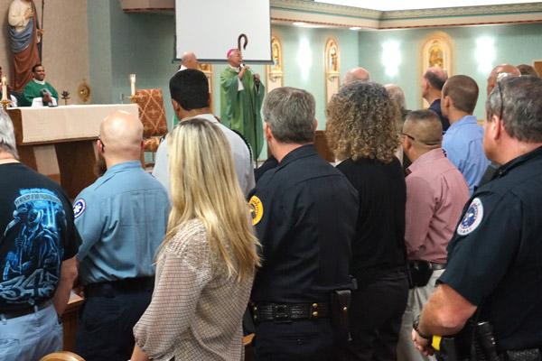 More than 20 first responders attended the Blue Mass Sept. 11 in Conway, marking 18 years since the terrorist attack in 2001. (Aprille Hanson photo)