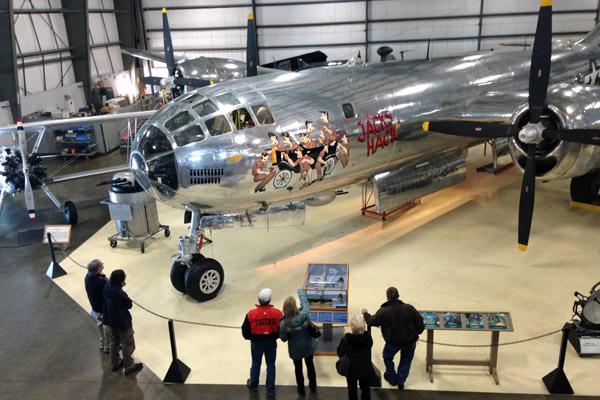 The 58th Bomb Wing Memorial at the New England Air Museum in East Granby, Conn. — the hangar, the B-29, and the surrounding exhibit — were dedicated May 31, 2003. The aircraft on display is a real World War II-era B-29 that did not see combat, painted to look like the original Jack’s Hack. (Photo courtesy New England Air Museum)