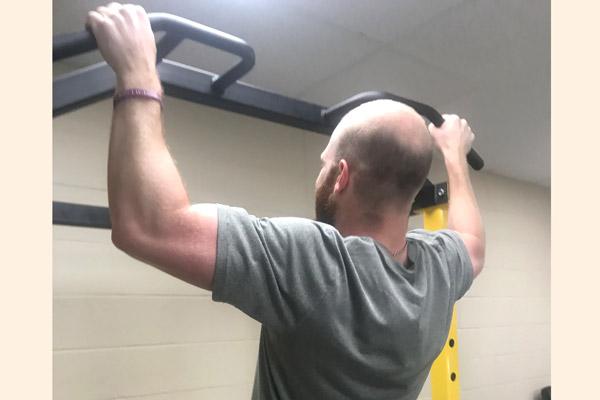 Deacon Joseph Friend works out at the House of Formation on April 2. His priestly ordination was rescheduled for August due to the COVID-19 threat. (Courtesy House of Formation)