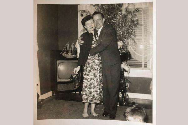 Irma Vaccari-Belotti and Louis Belotti, known as Nona and Nono to their granddaughter Kristy Eanes, are seen in their Little Italy home at Christmas in the 1950s in this family photo. (Courtesy Kristy Eanes)