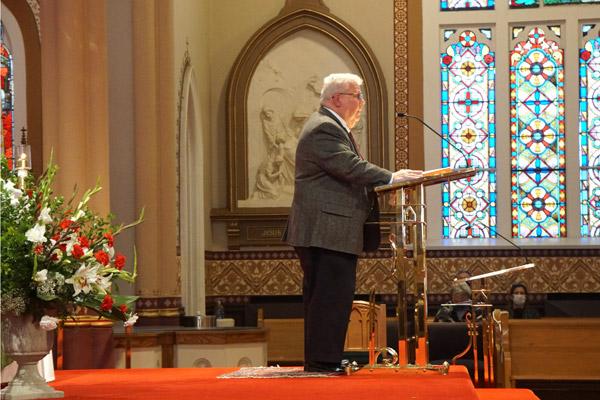Pete Roth reads the second reading during the Mass for Life. (Malea Hargett photo)
