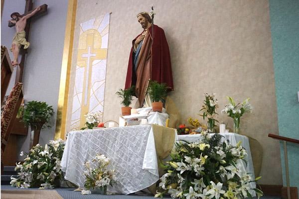 Parishioners at St. Joseph Church in Conway set up a traditional St. Joseph Altar in honor of the saint’s feast day March 19. The parish typically sets up an altar annually, but this year it was displayed in the main sanctuary for the Year of St. Joseph. (Aprille Hanson Spivey photo)