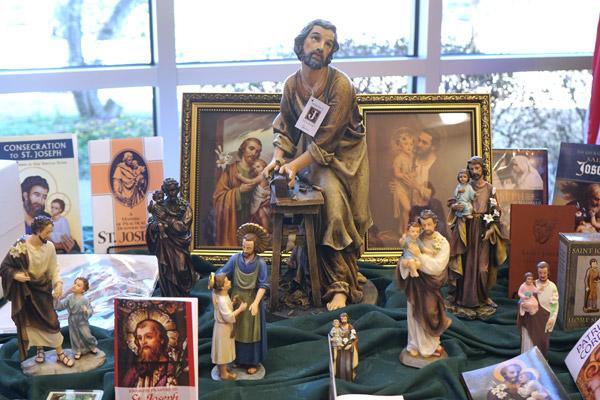 Images of St. Joseph were on display for parishioners to view at Christ the King Church in Little Rock before and after Mass March 19. The items were sold by the parish gift shop in the parish life building. (Malea Hargett photo)