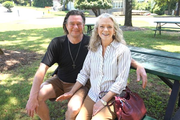 Mardy and Audrey Jones, parishioners of Christ the King Church in Little Rock, smile outside St. John Center in Little Rock. The couple are frequent presenters at Retrouvaille for those who struggle with forgiveness in a marriage. (Aprille Hanson Spivey photo)