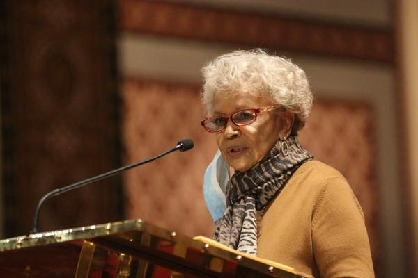Jo Evelyn Elston of Our Lady of Good Counsel Church in Little Rock gives the second reading, 1 Corinthians 12:4-11, the 35th Annual Dr. Martin Luther King Jr. Memorial Mass at the Cathedral of St. Andrew Jan. 15. (Chris Price photo)