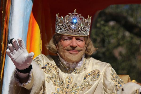 Shipping magnate Michael W. Kearney reigns as Rex, king of Carnival, on Feb. 9, 2016. Rex has paraded on Mardi Gras since 1872. (Chris Price photo)