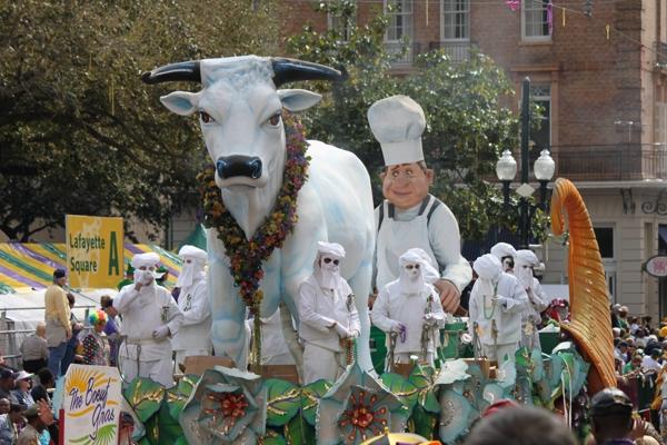 The Boeuf Gras, or fatted ox, dates to medieval times and is a symbol of the last meat to be eaten before the beginning of the Lenten fast. It is the fourth float in the Rex Parade annually. (Chris Price photo)
