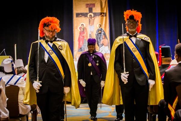 Fourth Degree Knights of Peter Claver process into Mass at their 104th national convention Aug. 2-7, 2019, at the Georgia World Congress Center in Atlanta. The organization has more than 400 chapters in the United States and operates in 58 archdioceses and dioceses. (Photo courtesy The Knights of Peter Claver)