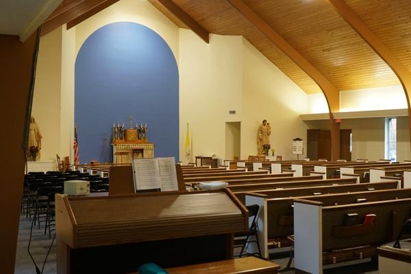 Parishioners aided in installing drywall and painting in the interior of the new St. John the Baptist Church in Cabot. The parish relocated to a former Christian church at 602 E. Main Street, March 19, to allow a larger congregation to attend Masses.
