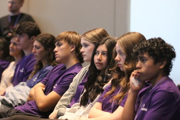 Students from St. John Church in Russellville listen to keynote speaker Jackie Francois Angel’s address at the Diocese of Little Rock’s 70th Annual Catholic Youth Convention April 8 – 10.