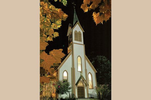 Rebecca Mann tied for second place with this night view of St. Boniface Church in the New Dixie community.