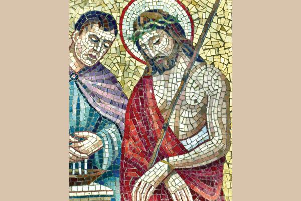 Shana Hill’s photo of this mosaic showing the first station of the cross was taken on the grounds of Subiaco Abbey, tying for second place.