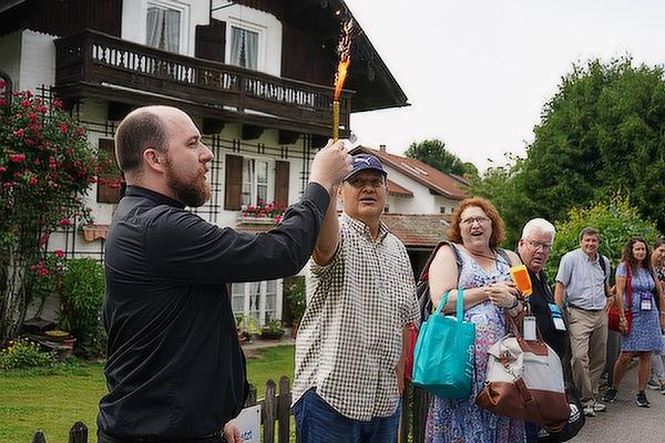 Father William Burmester celebrates the Fourth of July with fireworks in Germany.