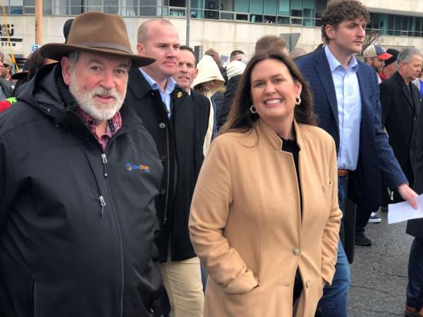 Former Gov. Mike Huckabee and current Gov. Sarah Huckabee Sanders walked at the front of the 45th Annual March for Life in Little Rock, Jan. 22. (Chris Price photo) 