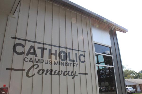 The new Catholic campus ministry building in Conway, located at 1919 S. Blvd, cost $3.9 million and was completed earlier this summer.