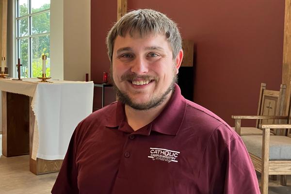 Even though he was officially hired in June 2022 as the assistant campus minister, Luke Hoelzeman has been involved with Catholic campus ministry since 2012 when he attended UCA and majored in health promotion. 